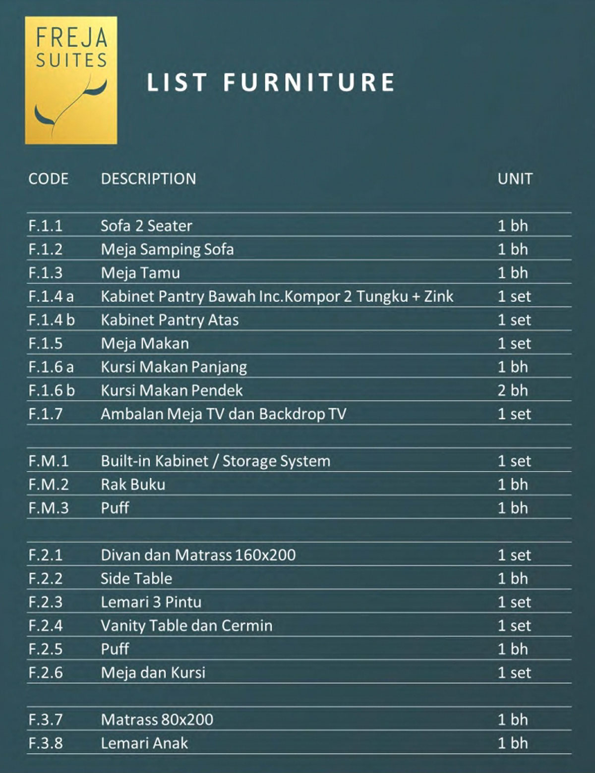 List Furniture Freja Suites